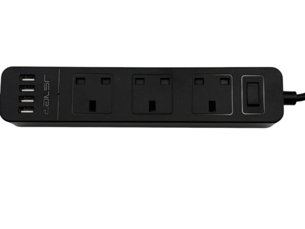 PRZEDŁUŻACZ LISTWA PRZECIWPRZPIĘCIOWA Z WEJSCIAMI ANGIELSKIMI 3 GNIAZDA 3 USB