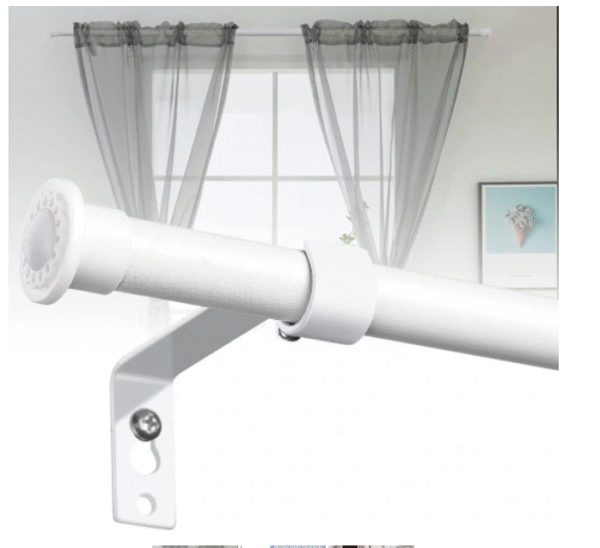 Karnisz na firanki zasłony regulowany metalowy 71-127 cm Ø 16mm biały