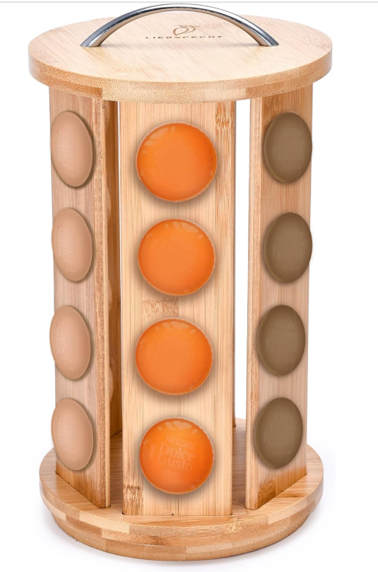 Stojak na kapsułki do kawy obrotowy organizer drewniany 24szt 30 x 16,5 cm